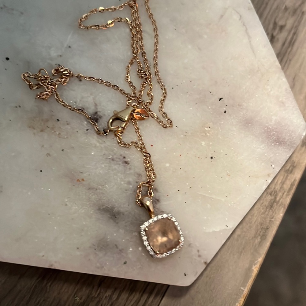 rose gold morganite and diamond necklace